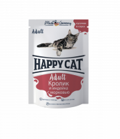 Влажный корм Happy Cat (Хеппи Кет) для кошек Кролик и индейка с морковью Соус 100гр_0