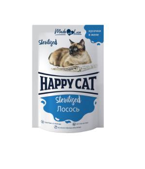 Влажный корм Happy Cat Sterilized (Хеппи Кет Стерилизед) для стерилизованных кошек Лосось Соус 100гр