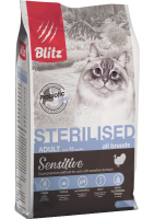 BLITZ STERILISED/SENSITIVE CATS TURKEY сухой корм для стерилизованных кошек и кастрированных котов_0