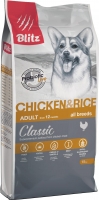 Блитц Сухой корм для взрослых собак с курицей и рисом (BLITZ ADULT Chicken and Rice)_0